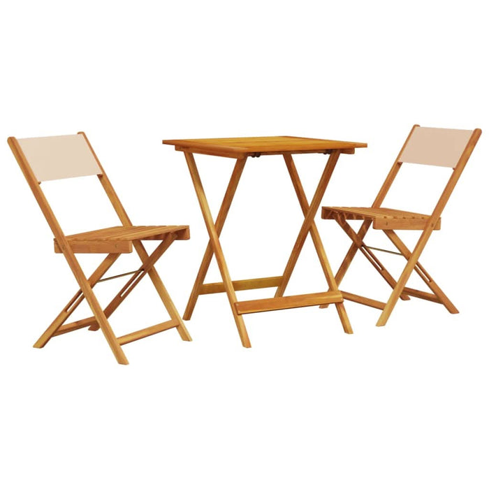Set mobilier bistro, 3 piese, textil bej/lemn masiv - WALTI WALTI