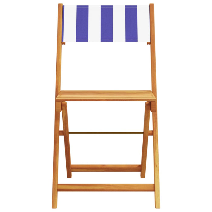Set mobilier bistro, 3 piese, textil albastru alb/lemn masiv WALTI