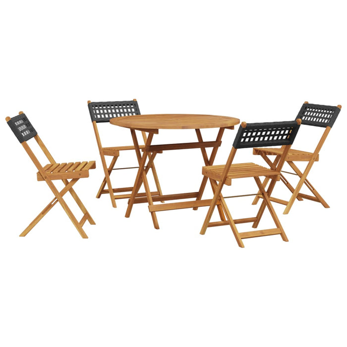 Set mobilier grădină, 5 piese, negru, poliratan și lemn masiv - WALTI WALTI