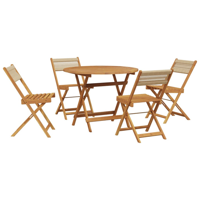 Set mobilier de grădină 5 piese polipropilenă bej/lemn masiv - WALTI WALTI