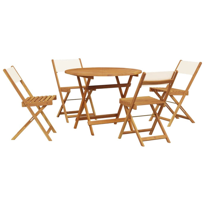 Set mobilier de grădină 5 piese textil alb crem/lemn masiv - WALTI WALTI