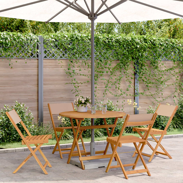 Set mobilier de grădină 5 piese textil taupe/lemn masiv - WALTI WALTI