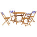 Set mobilier de grădină 5 piese textil albastru alb/lemn masiv - WALTI WALTI