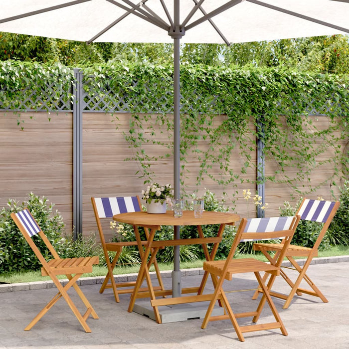 Set mobilier de grădină 5 piese textil albastru alb/lemn masiv - WALTI WALTI