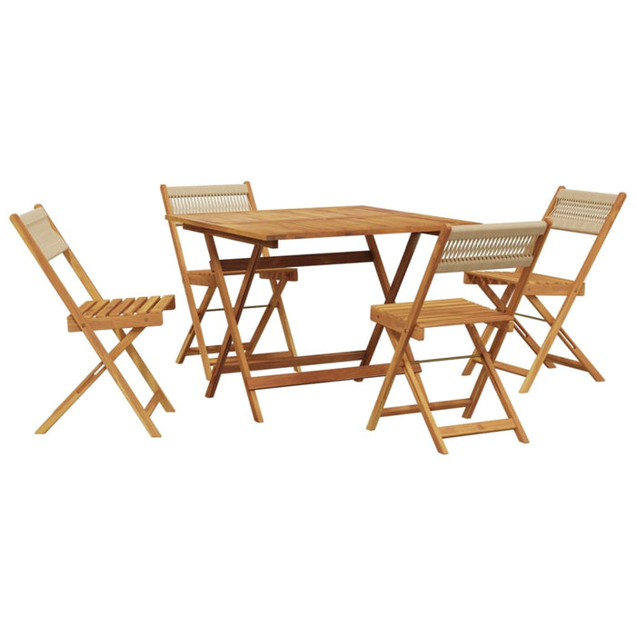 Set mobilier de grădină 5 piese polipropilenă bej/lemn masiv - WALTI WALTI