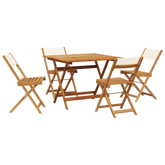 Set mobilier de grădină 5 piese textil alb crem/lemn masiv - WALTI WALTI