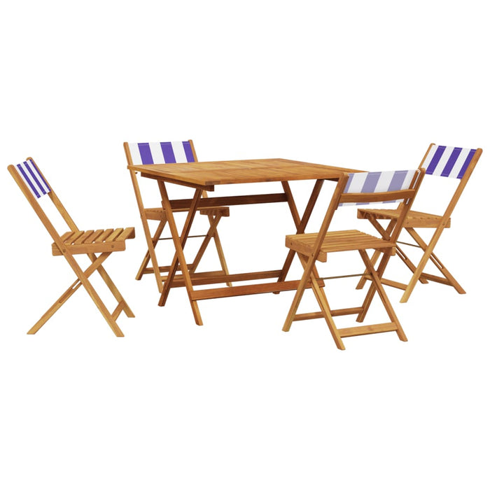 Set mobilier de grădină 5 piese textil albastru alb/lemn masiv - WALTI WALTI