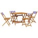 Set mobilier de grădină 5 piese textil albastru alb/lemn masiv - WALTI WALTI