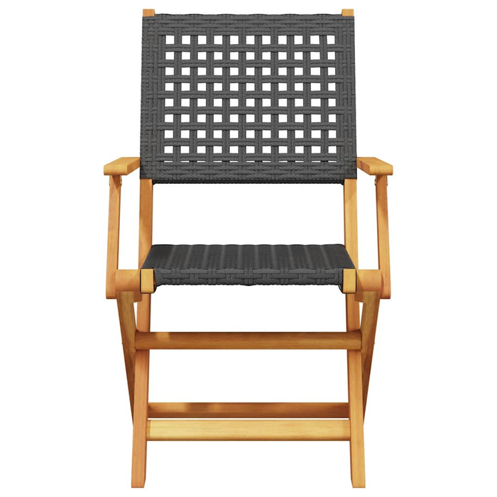Set mobilier bistro, 3 piese, negru, poliratan și lemn masiv WALTI