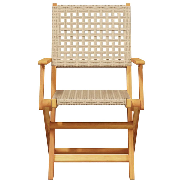 Set mobilier bistro, 3 piese, poliratan bej/lemn masiv WALTI