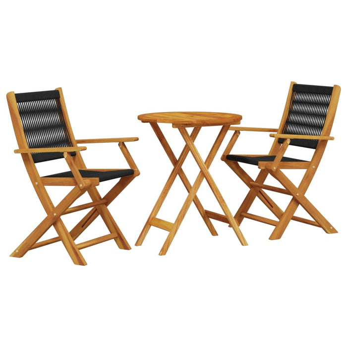 Set mobilier bistro, 3 piese, negru, polipropilenă lemn masiv - WALTI WALTI