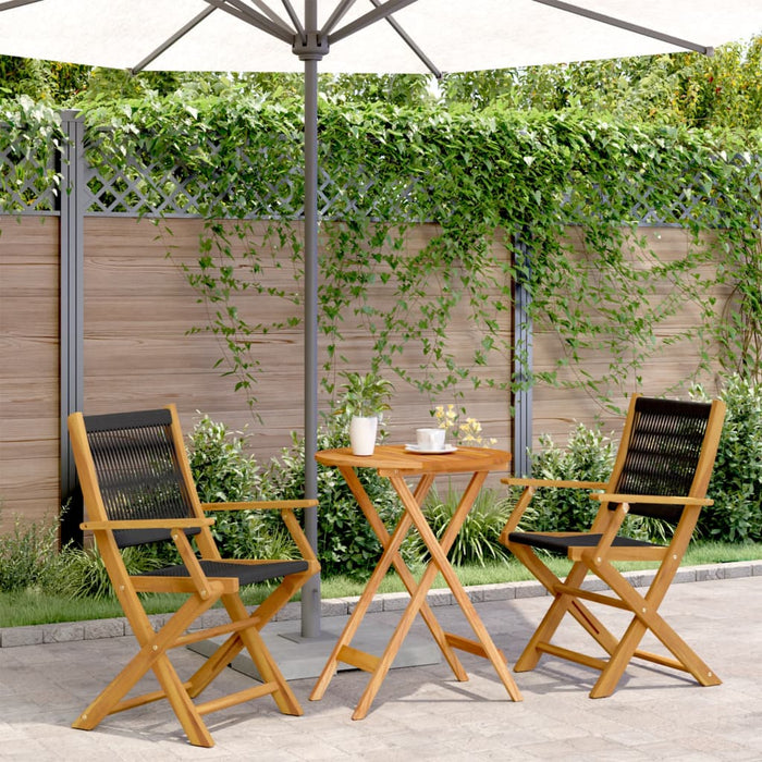 Set mobilier bistro, 3 piese, negru, polipropilenă lemn masiv - WALTI WALTI