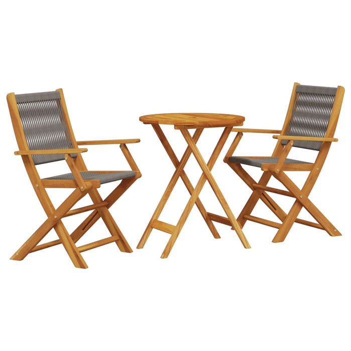 Set mobilier bistro, 3 piese, gri, polipropilenă și lemn masiv - WALTI WALTI