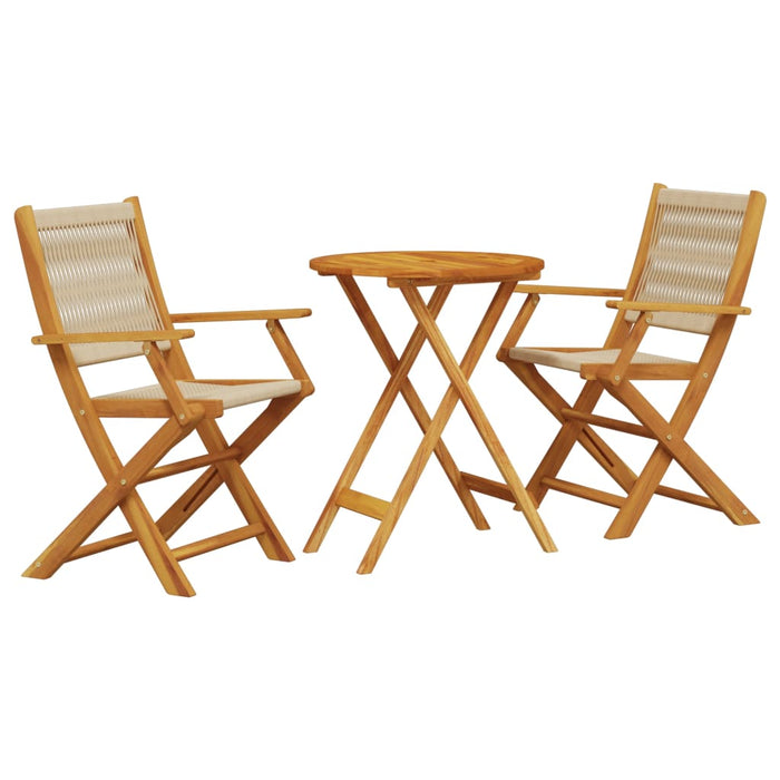 Set mobilier bistro, 3 piese, bej, polipropilenă și lemn masiv - WALTI WALTI