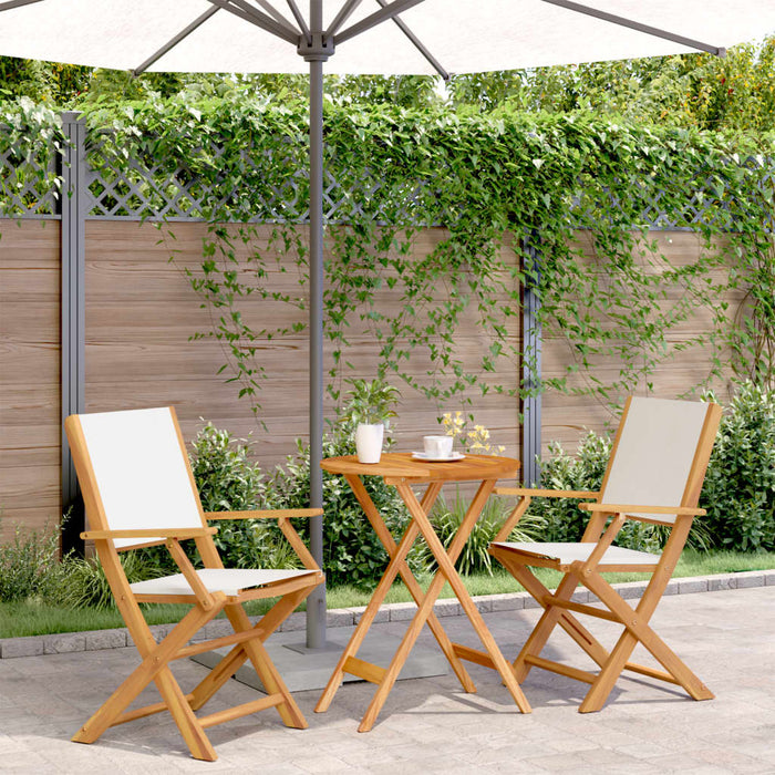 Set mobilier bistro, 3 piese, textil alb crem/lemn masiv - WALTI WALTI