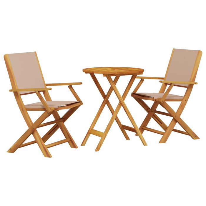 Set mobilier bistro, 3 piese, textil taupe/lemn masiv - WALTI WALTI