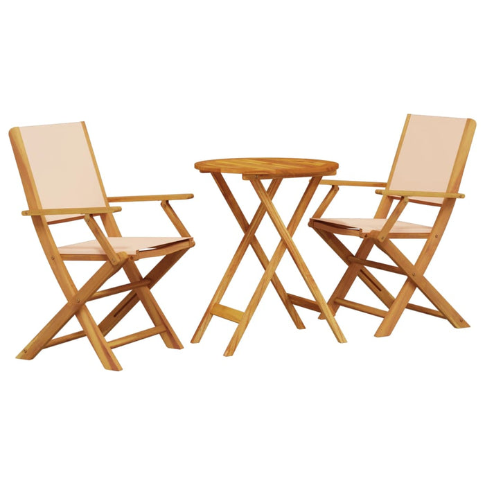 Set mobilier bistro, 3 piese, textil bej/lemn masiv - WALTI WALTI