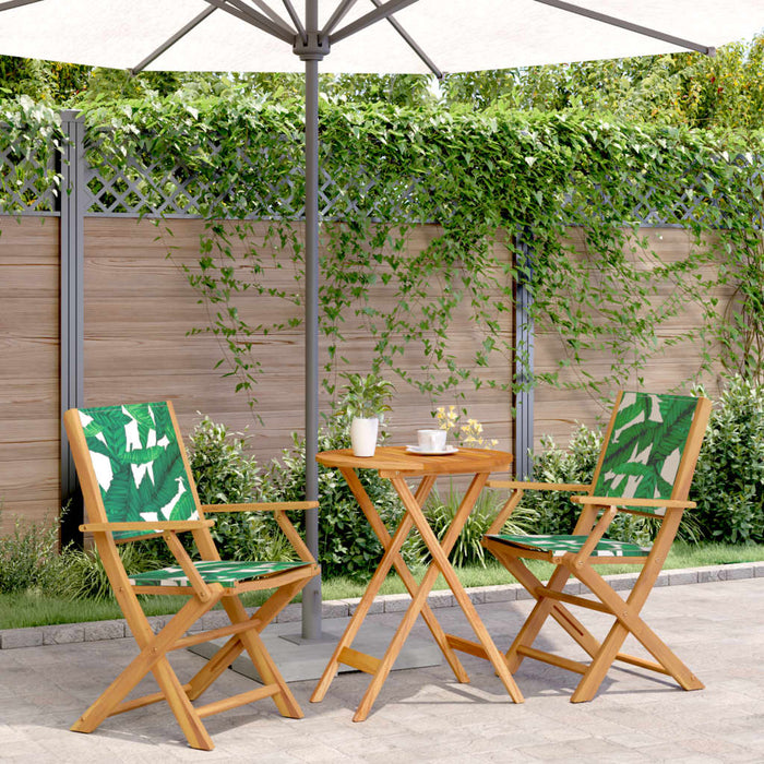 Set mobilier bistro, 3 piese, textil model frunze/lemn masiv - WALTI WALTI