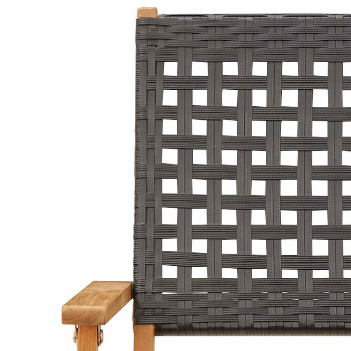 Set mobilier bistro, 3 piese, negru, poliratan și lemn masiv WALTI