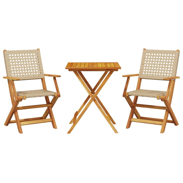 Set mobilier bistro, 3 piese, poliratan bej/lemn masiv - WALTI WALTI