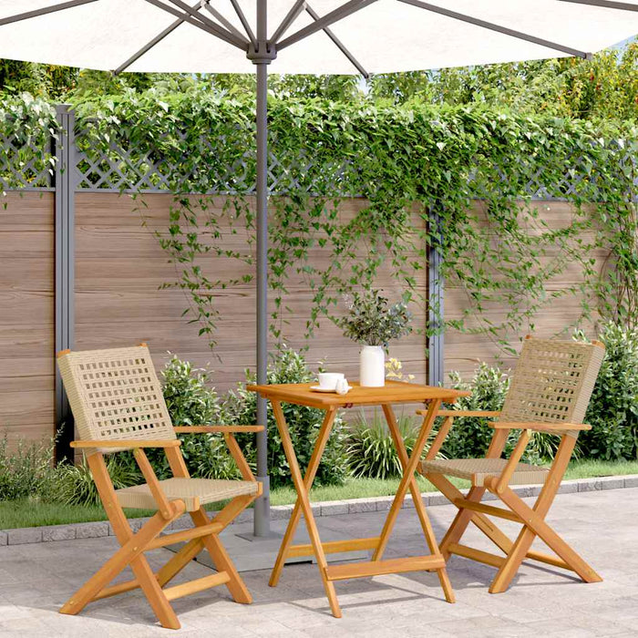 Set mobilier bistro, 3 piese, poliratan bej/lemn masiv - WALTI WALTI