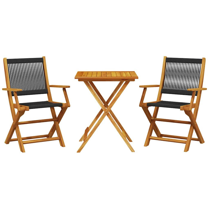 Set mobilier bistro, 3 piese, negru, polipropilenă lemn masiv - WALTI WALTI