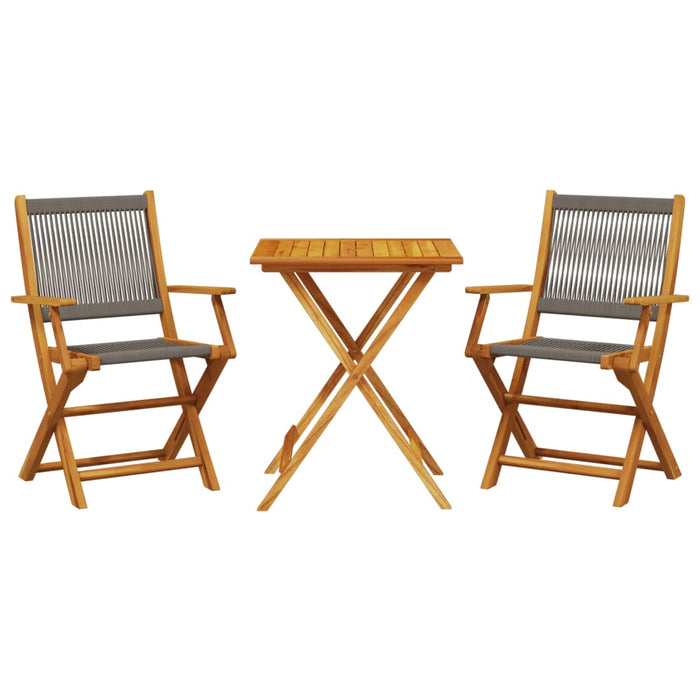 Set mobilier bistro, 3 piese, gri, polipropilenă și lemn masiv - WALTI WALTI