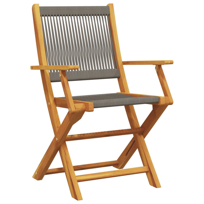 Set mobilier bistro, 3 piese, gri, polipropilenă și lemn masiv - WALTI WALTI