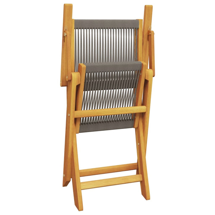 Set mobilier bistro, 3 piese, gri, polipropilenă și lemn masiv - WALTI WALTI