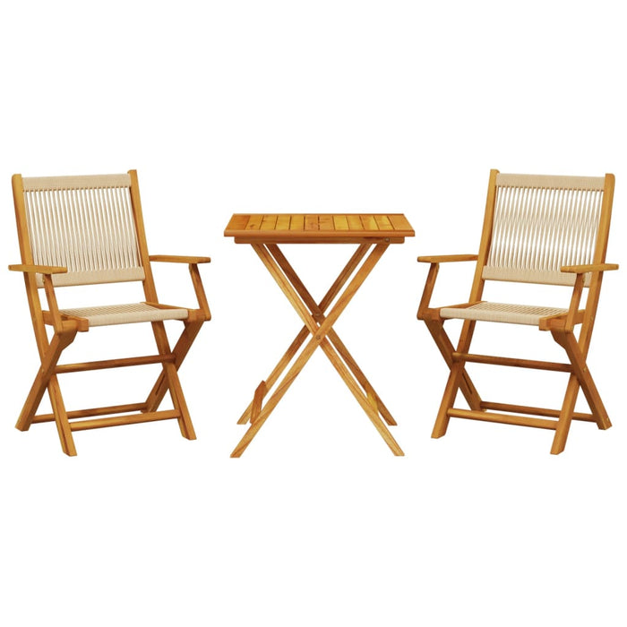 Set mobilier bistro, 3 piese, bej, polipropilenă și lemn masiv - WALTI WALTI