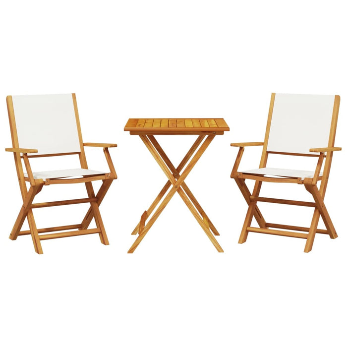 Set mobilier bistro, 3 piese, textil alb crem/lemn masiv - WALTI WALTI