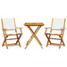 Set mobilier bistro, 3 piese, textil alb crem/lemn masiv - WALTI WALTI