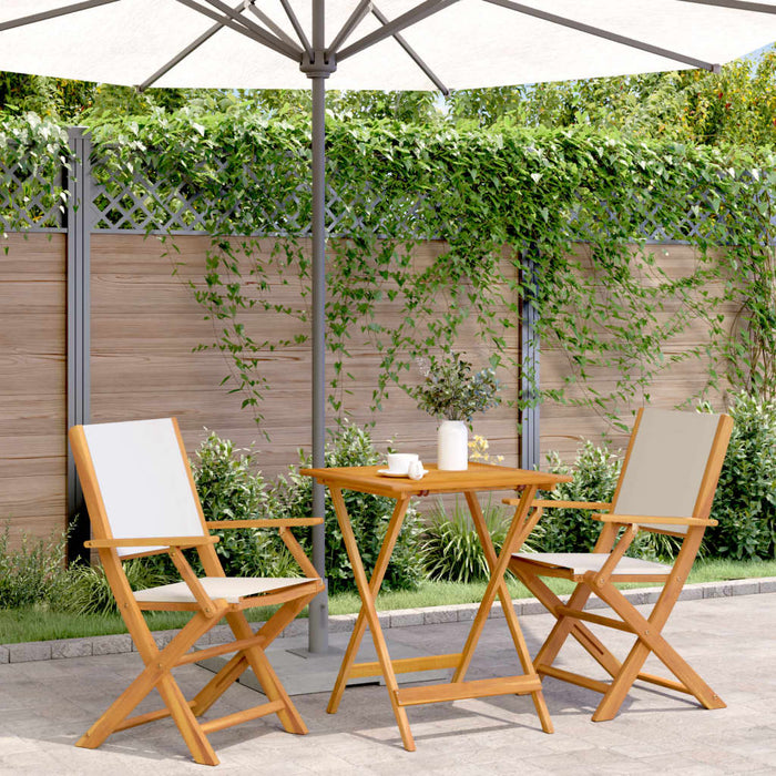 Set mobilier bistro, 3 piese, textil alb crem/lemn masiv - WALTI WALTI