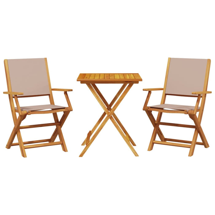 Set mobilier bistro, 3 piese, textil taupe/lemn masiv - WALTI WALTI
