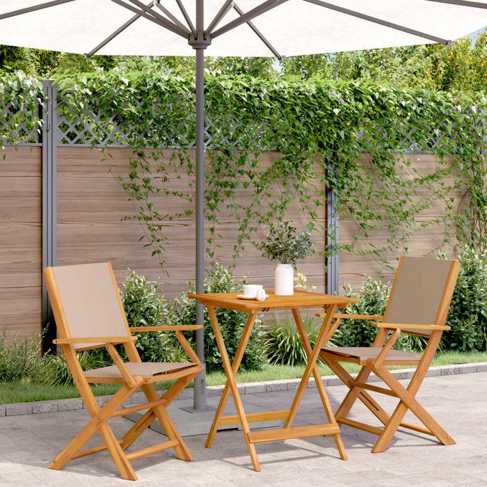 Set mobilier bistro, 3 piese, textil taupe/lemn masiv - WALTI WALTI
