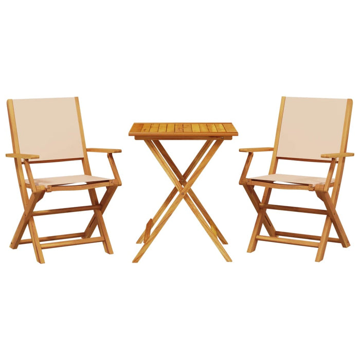Set mobilier bistro, 3 piese, textil bej/lemn masiv - WALTI WALTI