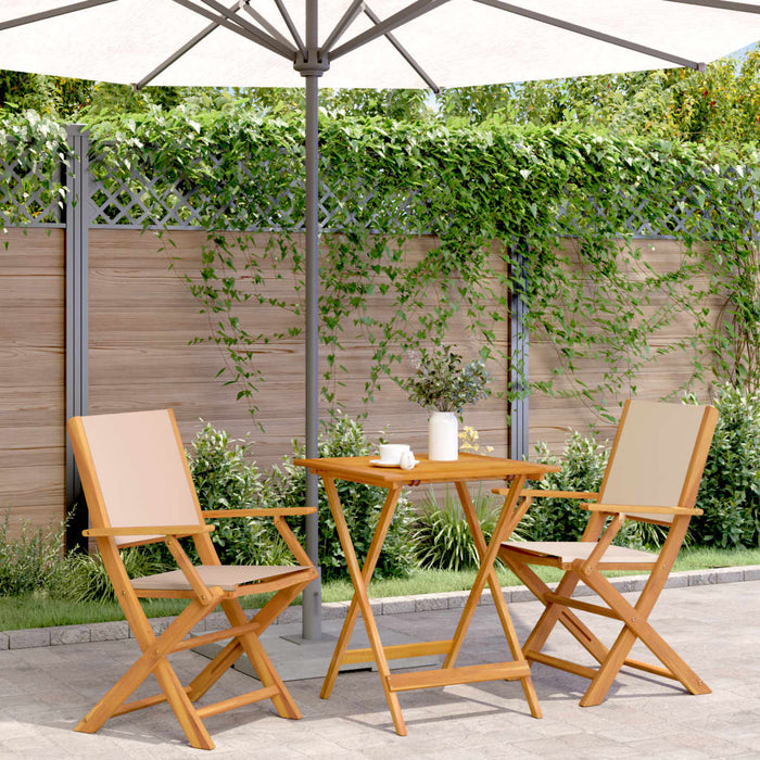 Set mobilier bistro, 3 piese, textil bej/lemn masiv - WALTI WALTI