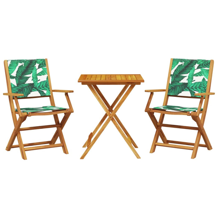 Set mobilier bistro, 3 piese, textil model frunze/lemn masiv WALTI