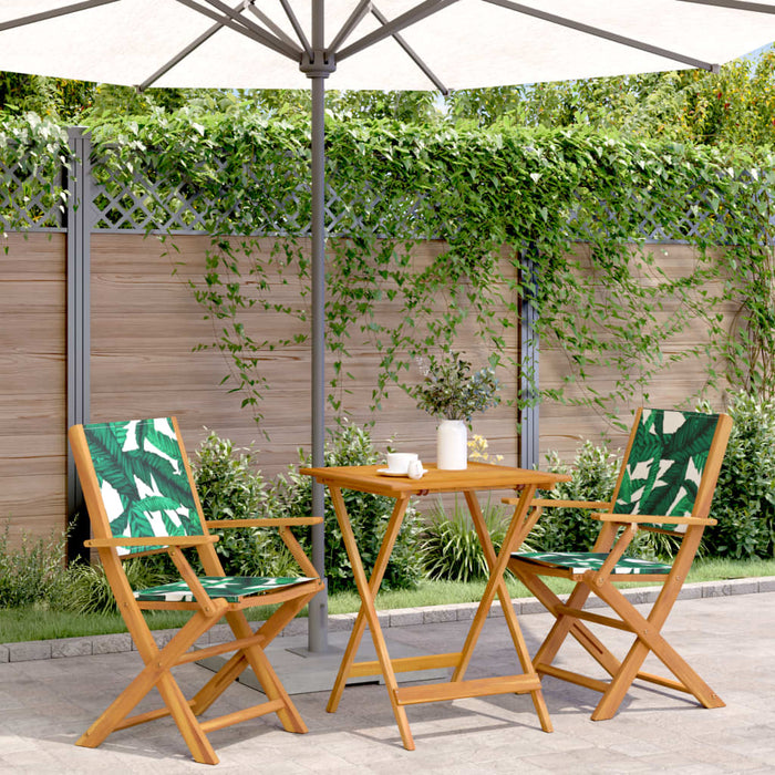 Set mobilier bistro, 3 piese, textil model frunze/lemn masiv WALTI