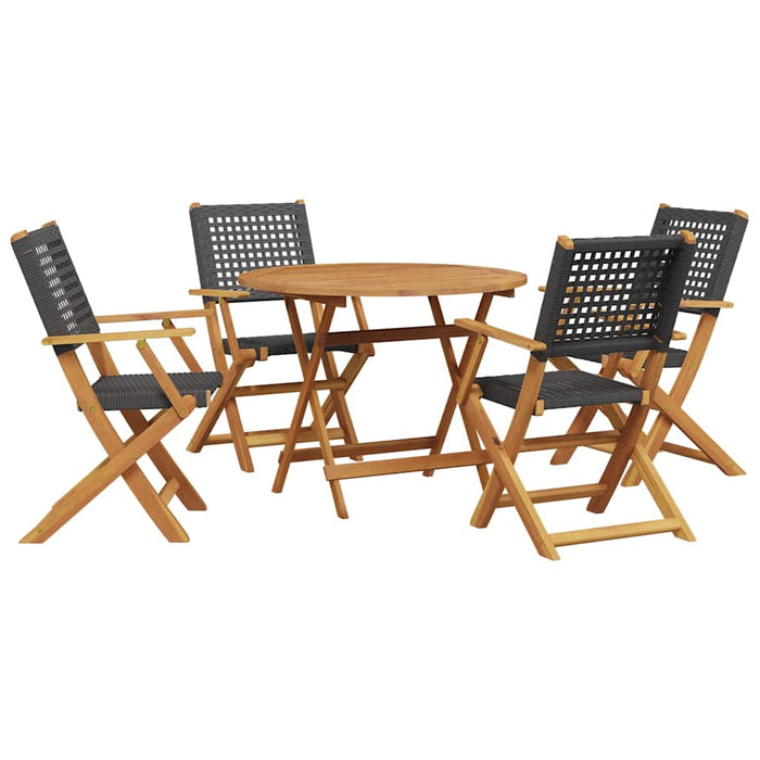 Set mobilier grădină, 5 piese, negru, poliratan și lemn masiv - WALTI WALTI