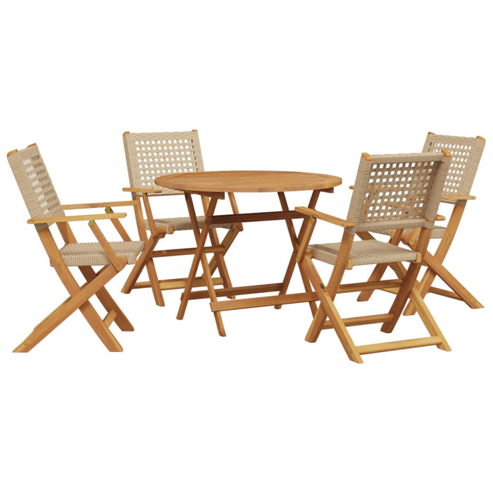 Set mobilier de grădină, 5 piese, bej, poliratan și lemn masiv - WALTI WALTI