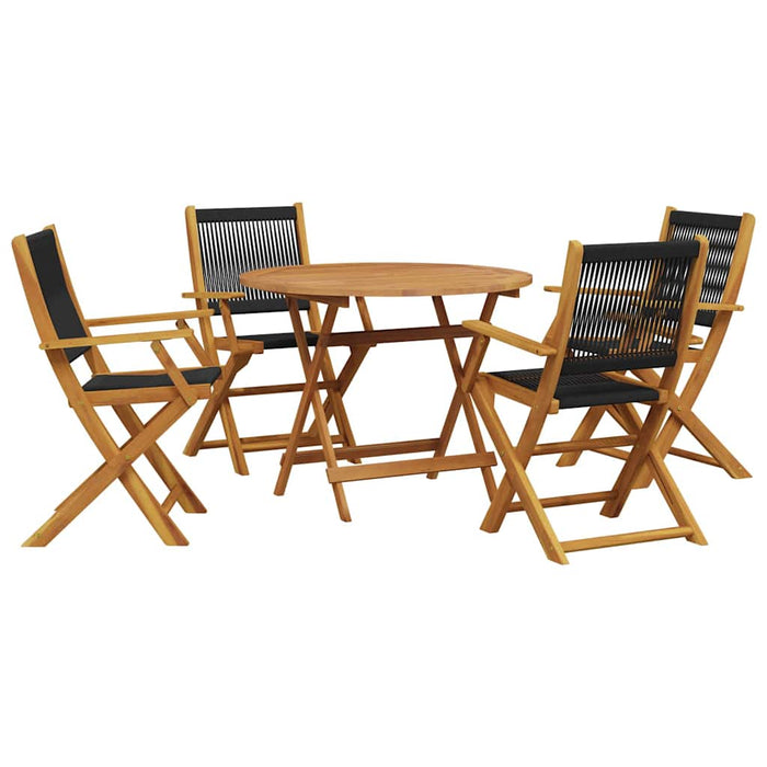 Set mobilier de grădină 5 piese polipropilenă neagră/lemn masiv - WALTI WALTI