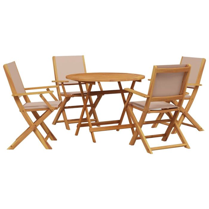 Set mobilier de grădină 5 piese textil taupe/lemn masiv - WALTI WALTI