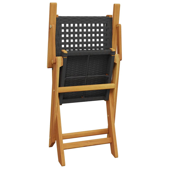 Set mobilier grădină, 5 piese, negru, poliratan și lemn masiv WALTI
