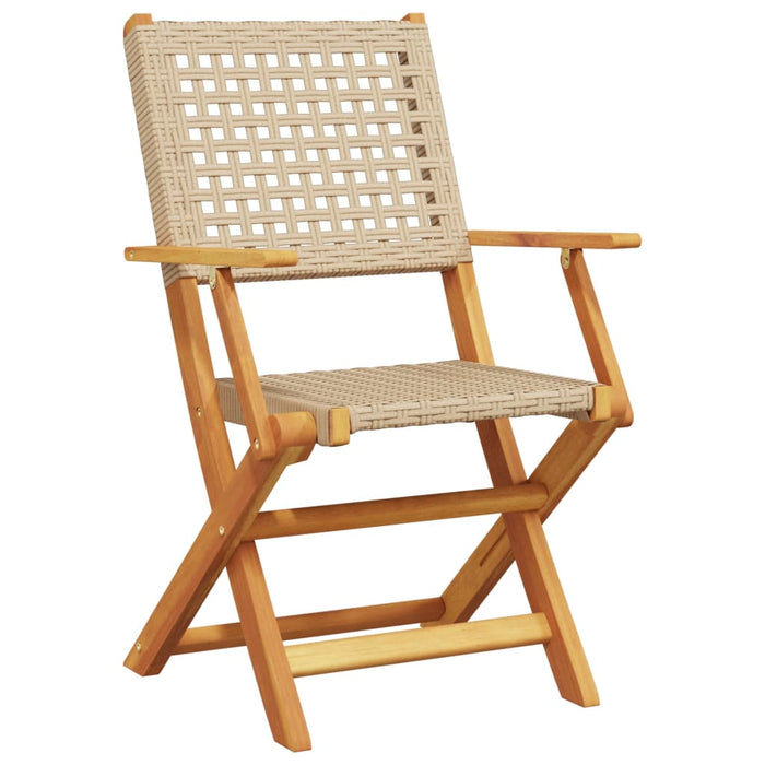 Set mobilier de grădină, 5 piese, bej, poliratan și lemn masiv WALTI
