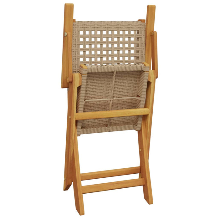 Set mobilier de grădină, 5 piese, bej, poliratan și lemn masiv WALTI