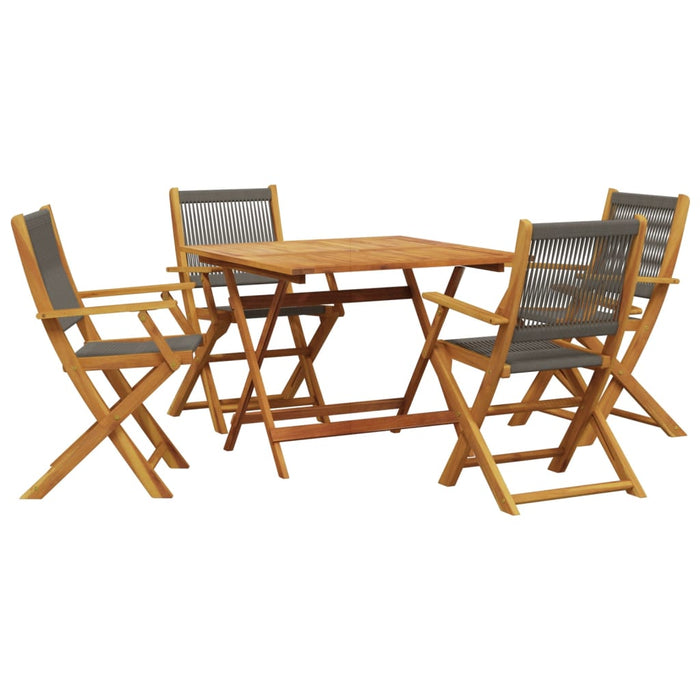 Set mobilier de grădină 5 piese polipropilenă gri/lemn masiv - WALTI WALTI
