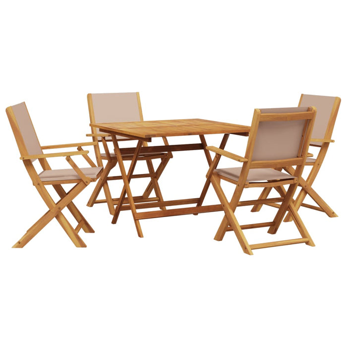 Set mobilier de grădină 5 piese textil taupe/lemn masiv - WALTI WALTI