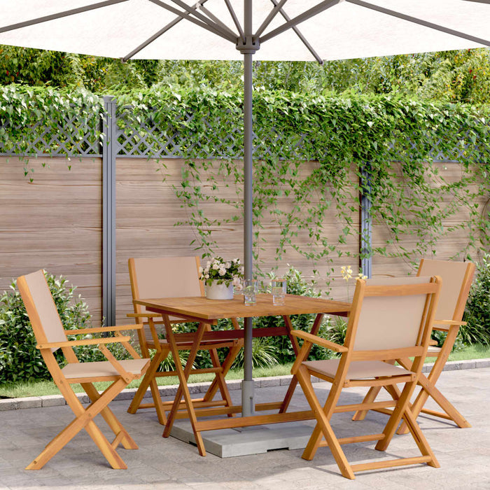 Set mobilier de grădină 5 piese textil taupe/lemn masiv - WALTI WALTI