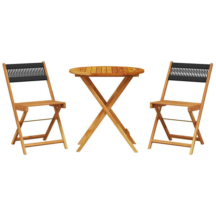 Set mobilier bistro, 3 piese, negru, polipropilenă lemn masiv - WALTI WALTI